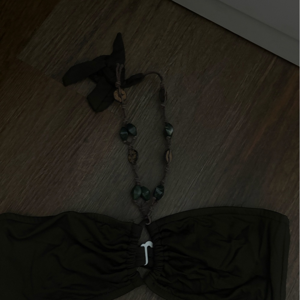 Army Green 2000s Beaded Bikini Set - Picture 2 of 3